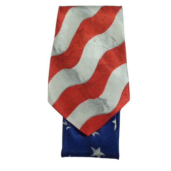 Men's Novelty Tie Flag Patriotic Red White Blue Polyester 59" designs by A Roger - Picture 2 of 4